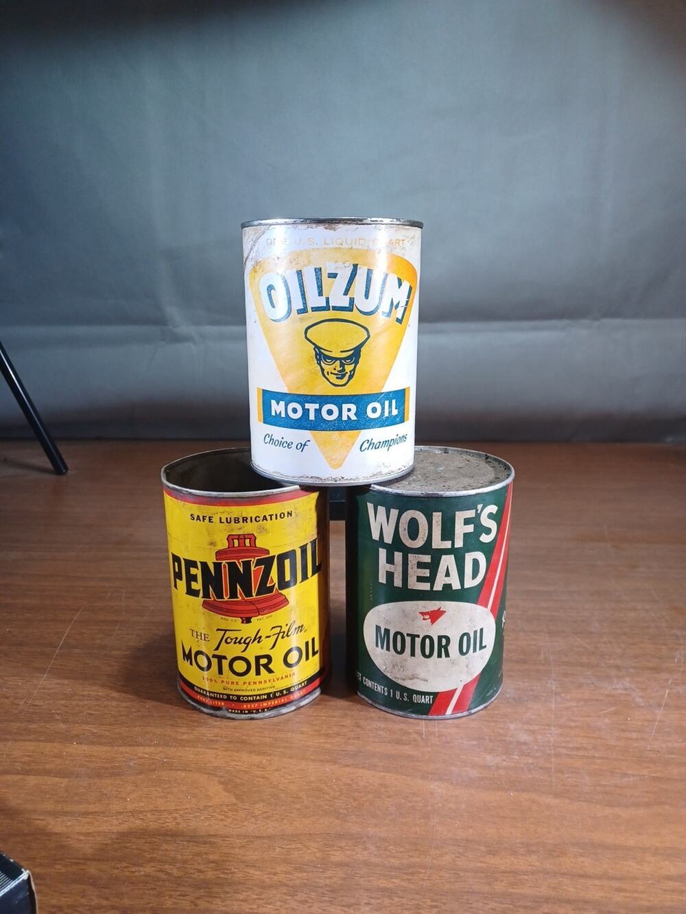 Vintage Oil Cans Oilzum Pennzoil Wolf's Head